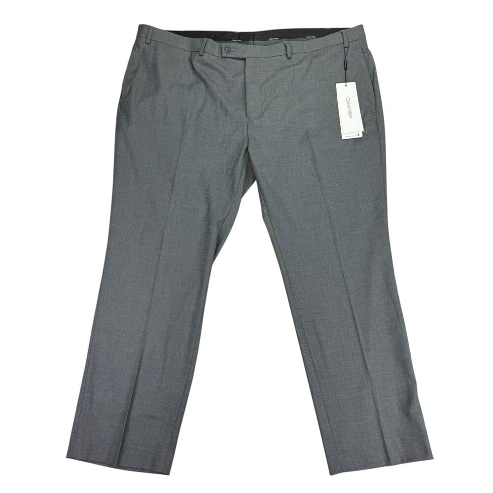 Calvin Klein Mens X Slim Fit Performance Stretch Solid Dress Pants Gray 48x30